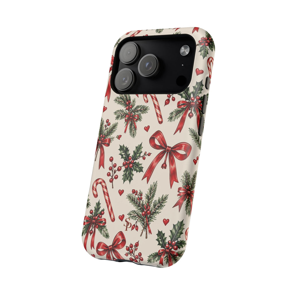 Christmas Candy Cane & Bow Magnetic Phone Case