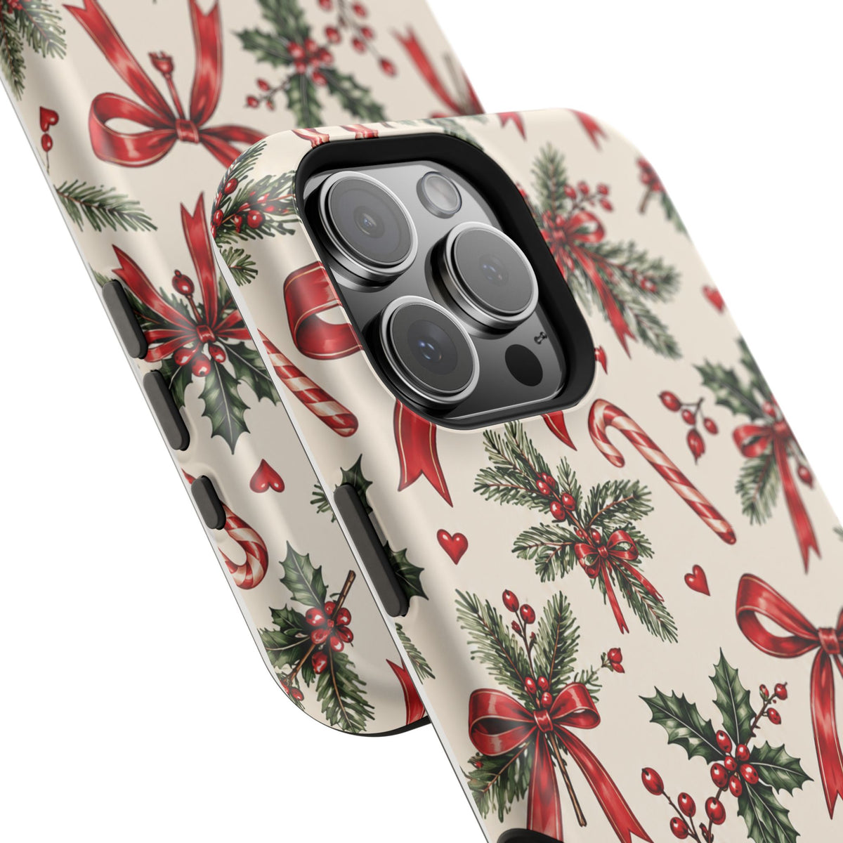 Christmas Candy Cane & Bow Magnetic Phone Case
