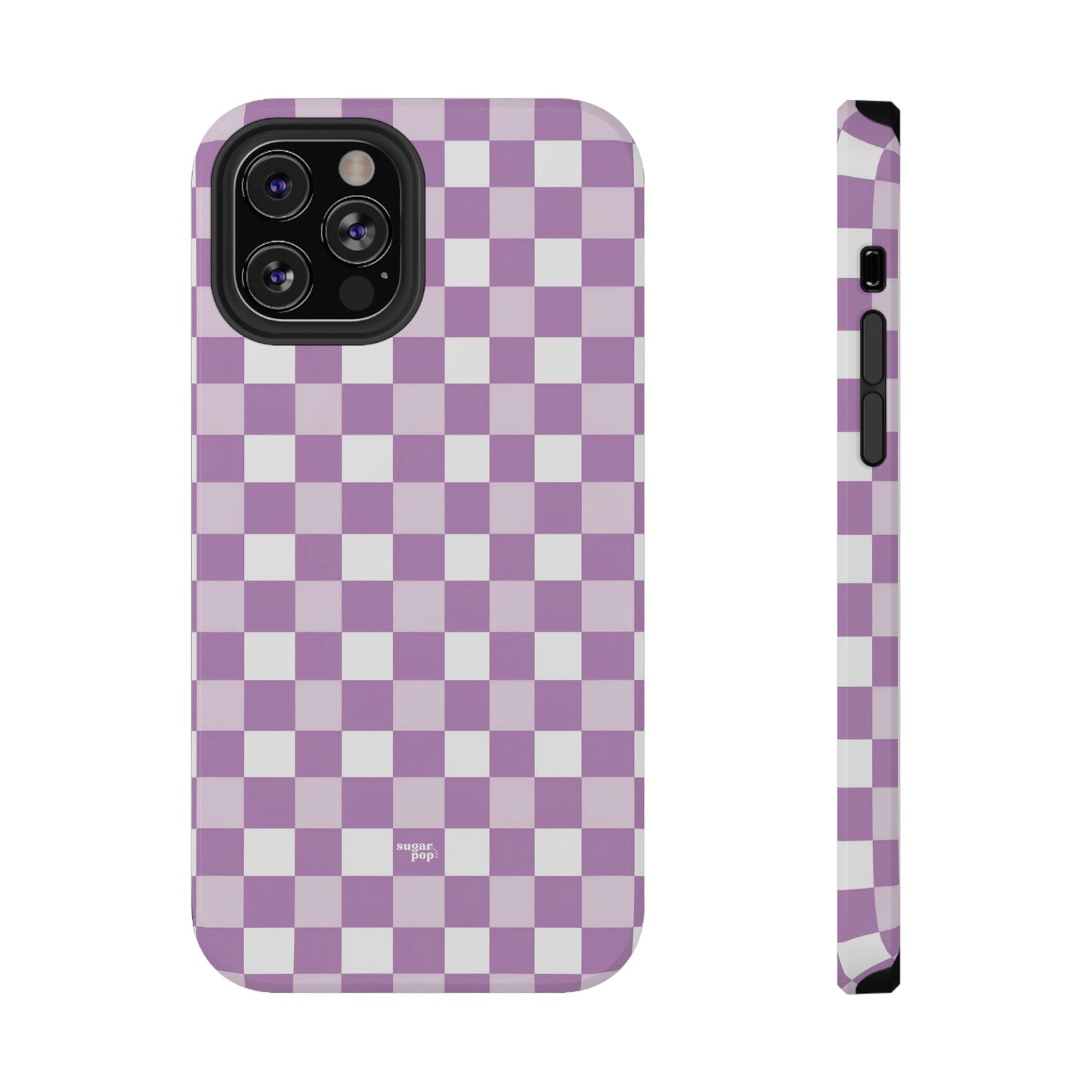 Purple Checkerboard Impact-Resistant Phone Case