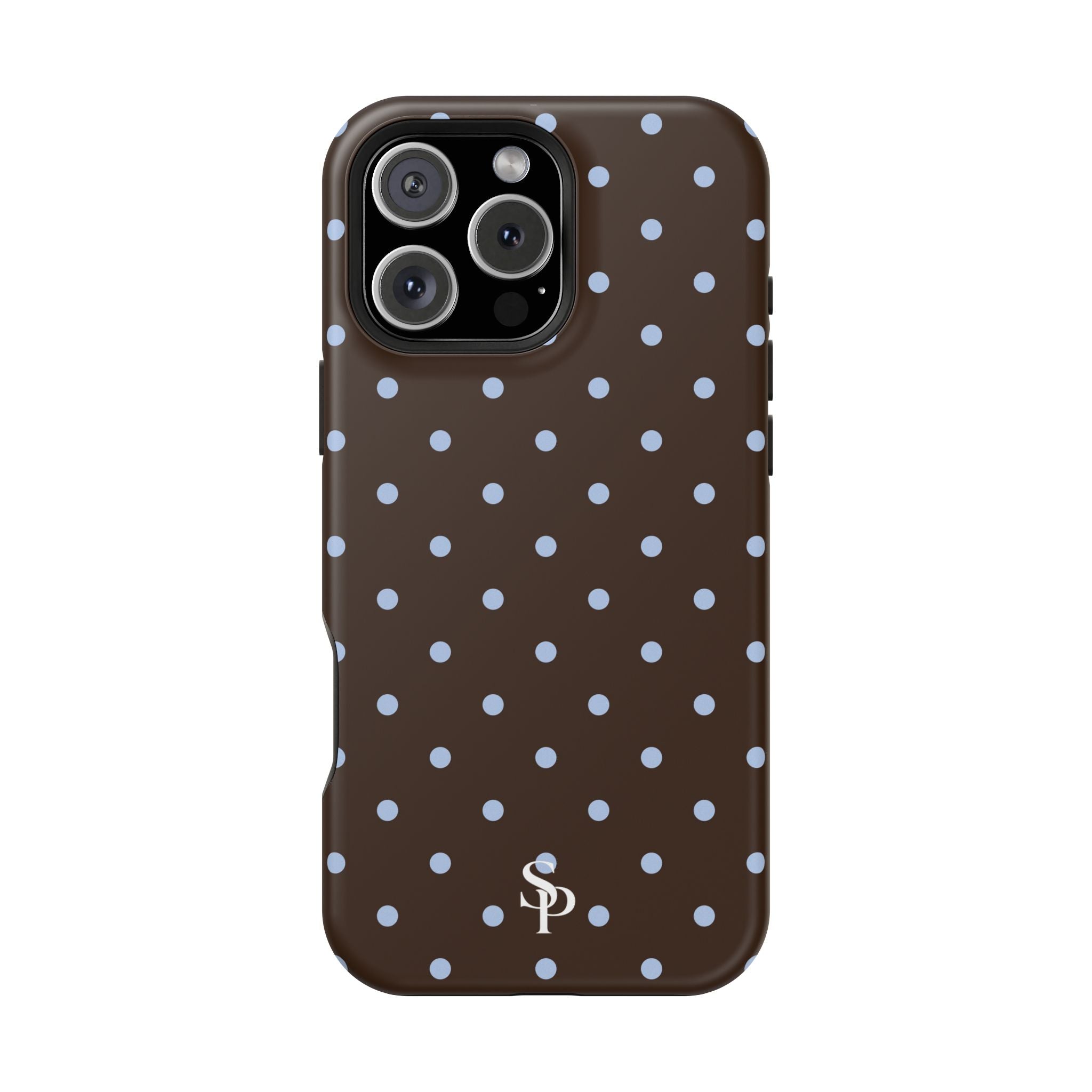 Brown & Light Blue Polka Dot Magnetic Phone Case