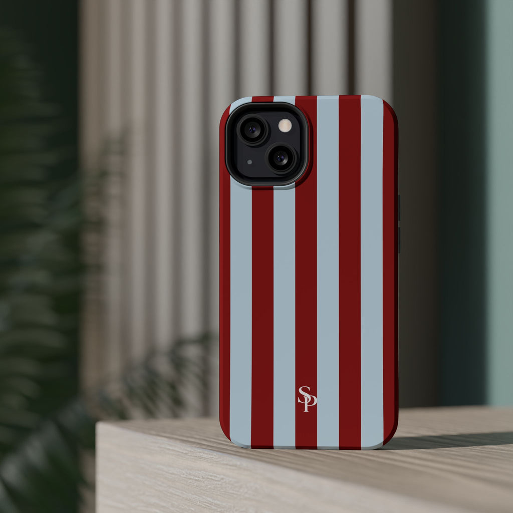 Red & Light Blue Vertical Stripe Magnetic Impact-Resistant Phone Case