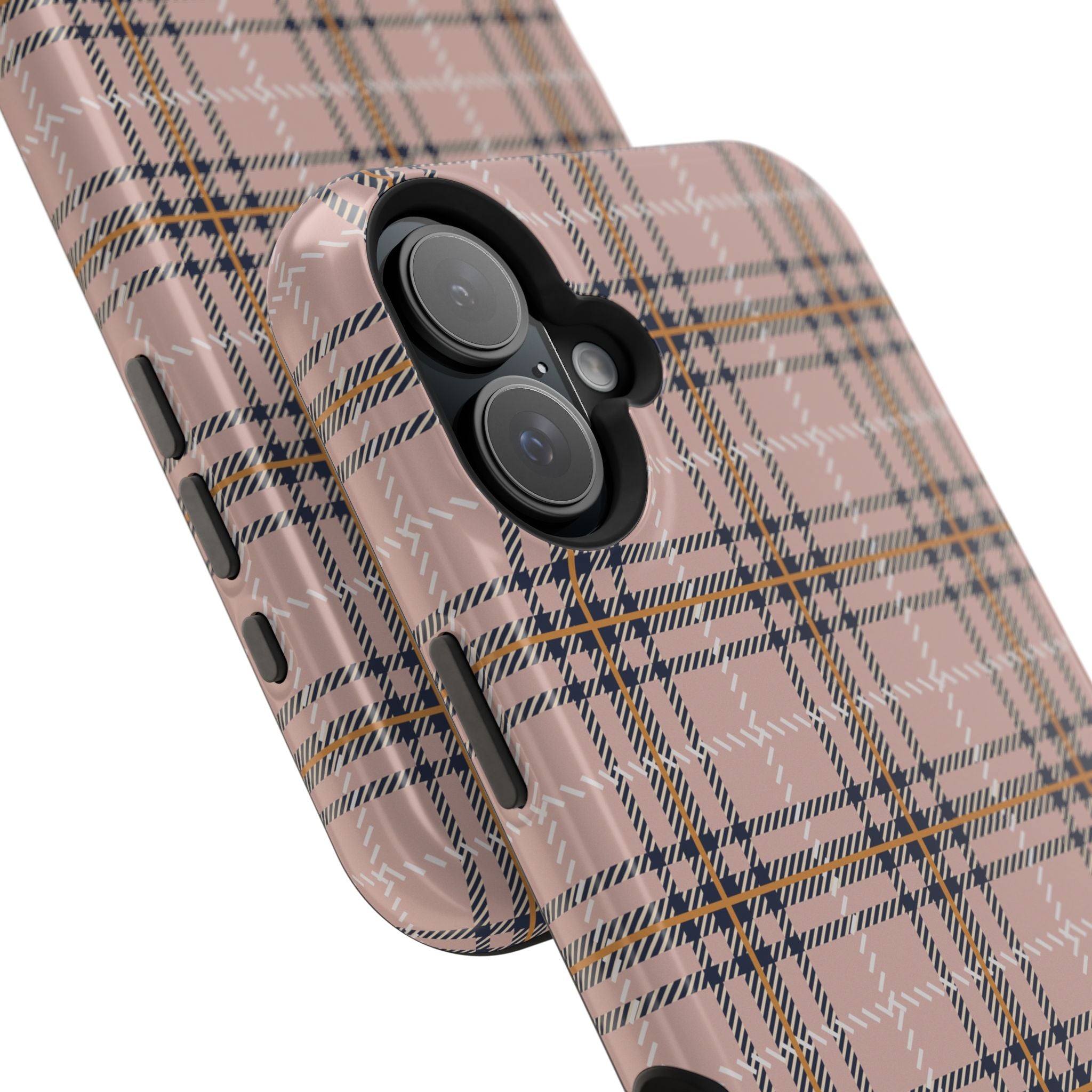 Pink Plaid Magnetic Impact-Resistant Phone Case