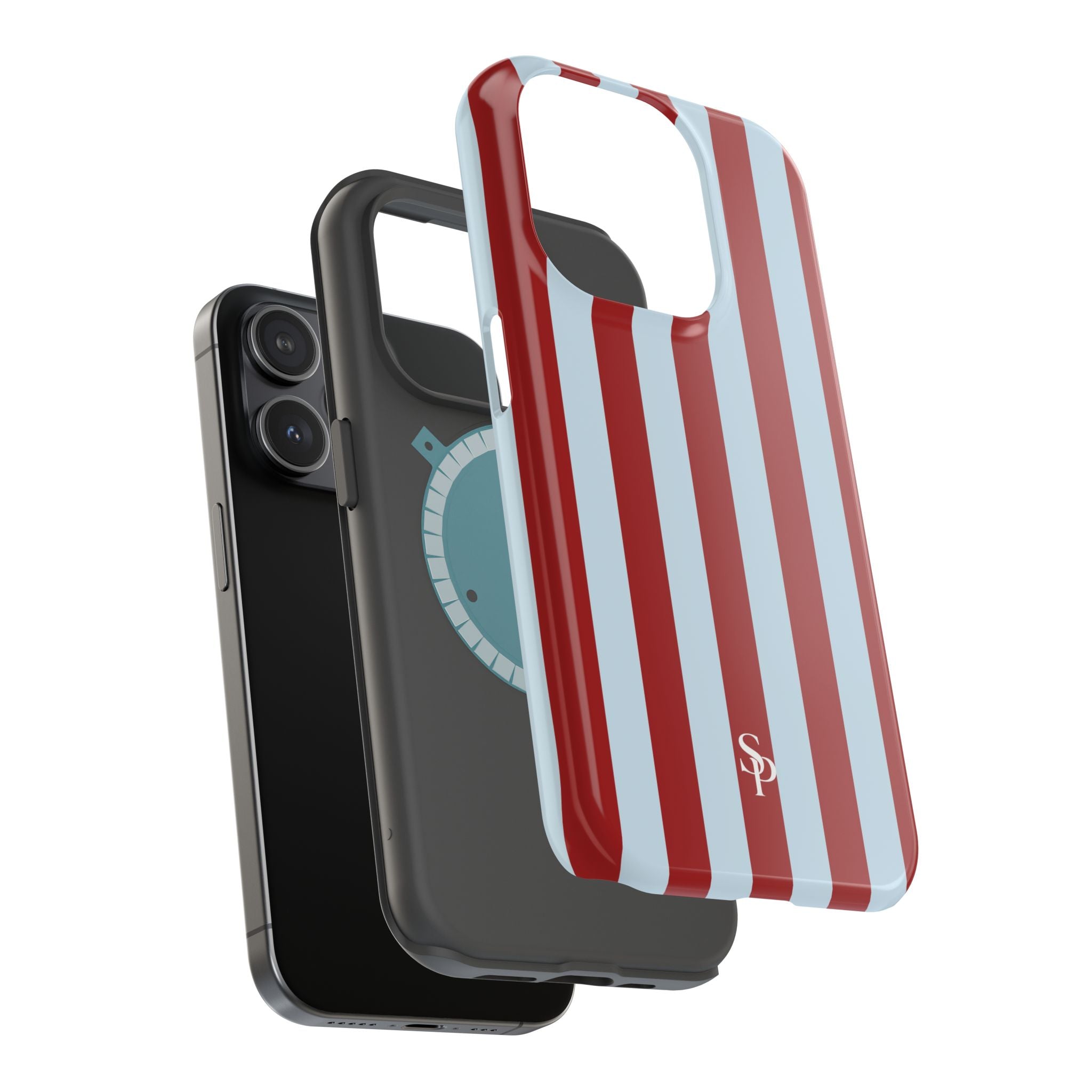 Red & Light Blue Vertical Stripe Magnetic Impact-Resistant Phone Case