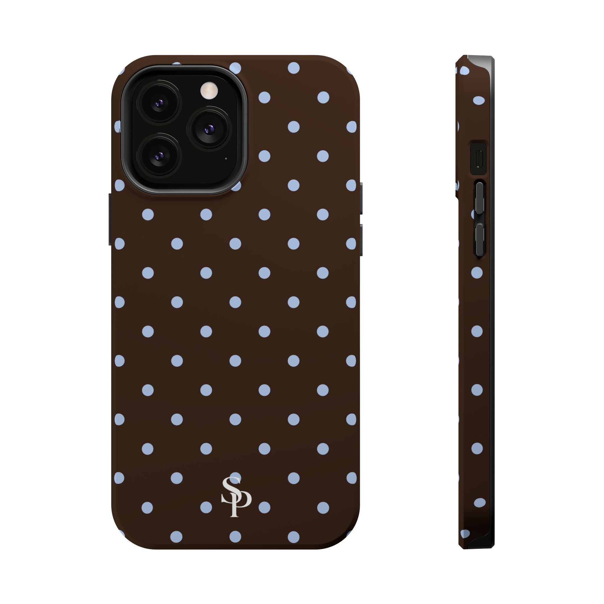 Brown & Light Blue Polka Dot Magnetic Phone Case