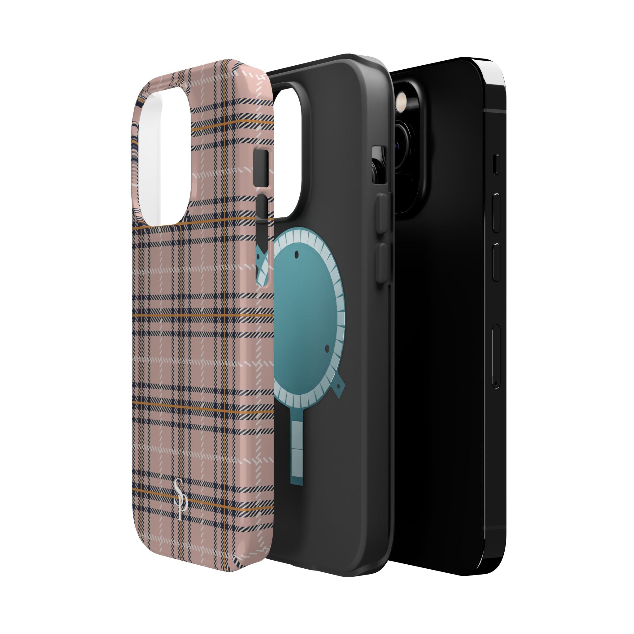Pink Plaid Magnetic Impact-Resistant Phone Case
