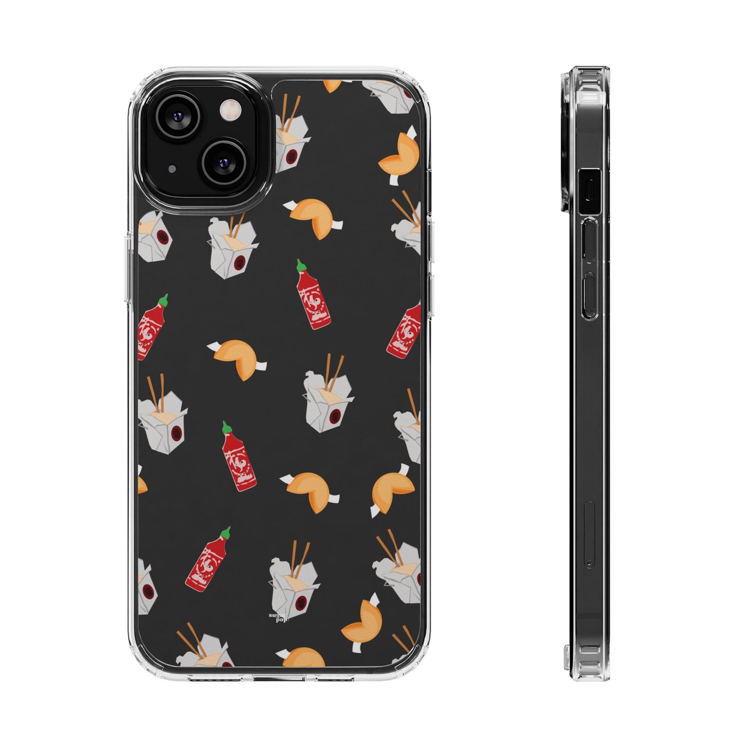 Take Out Food Pattern Clear Phone Case for Food Lovers