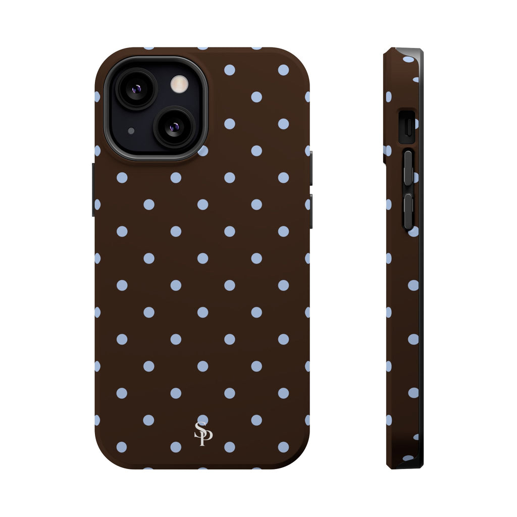 Brown & Light Blue Polka Dot Magnetic Phone Case