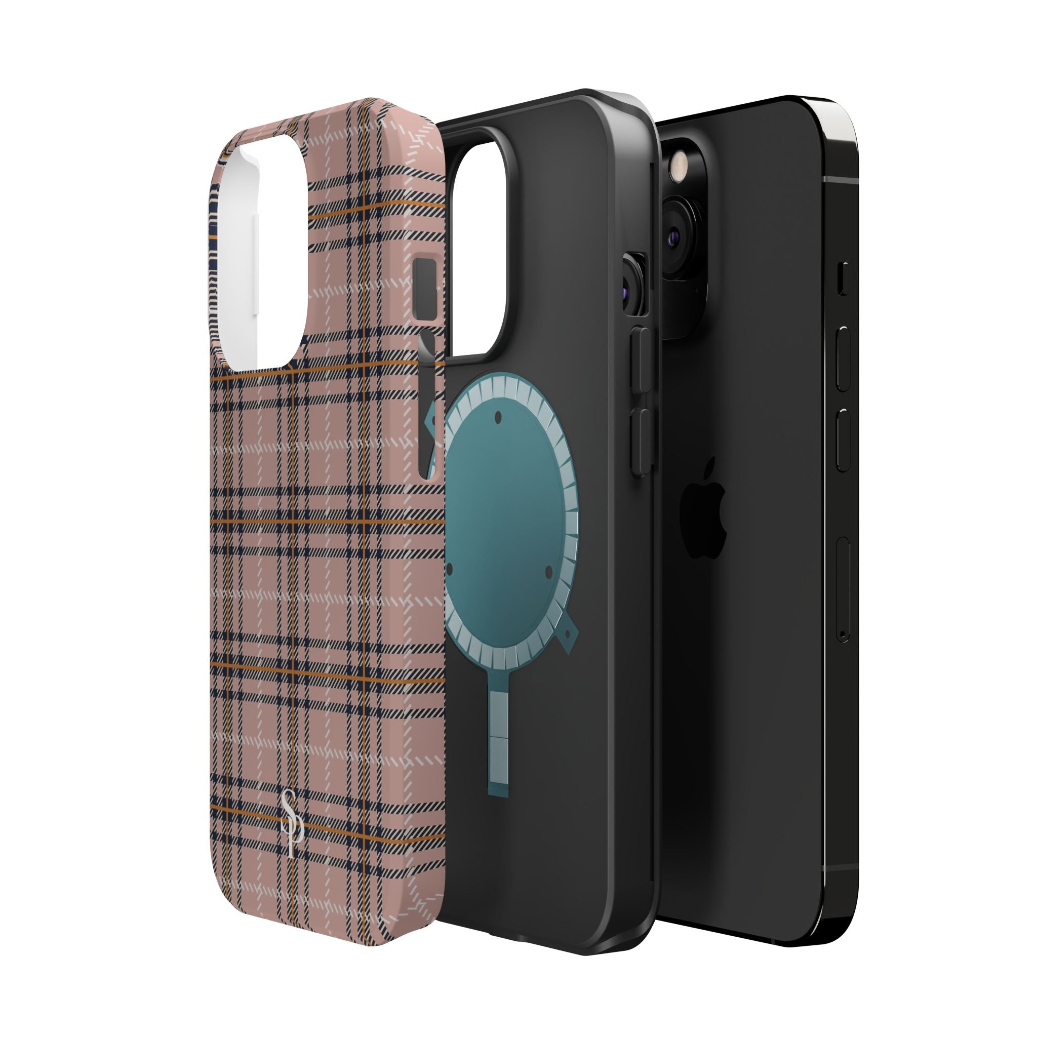 Pink Plaid Magnetic Impact-Resistant Phone Case