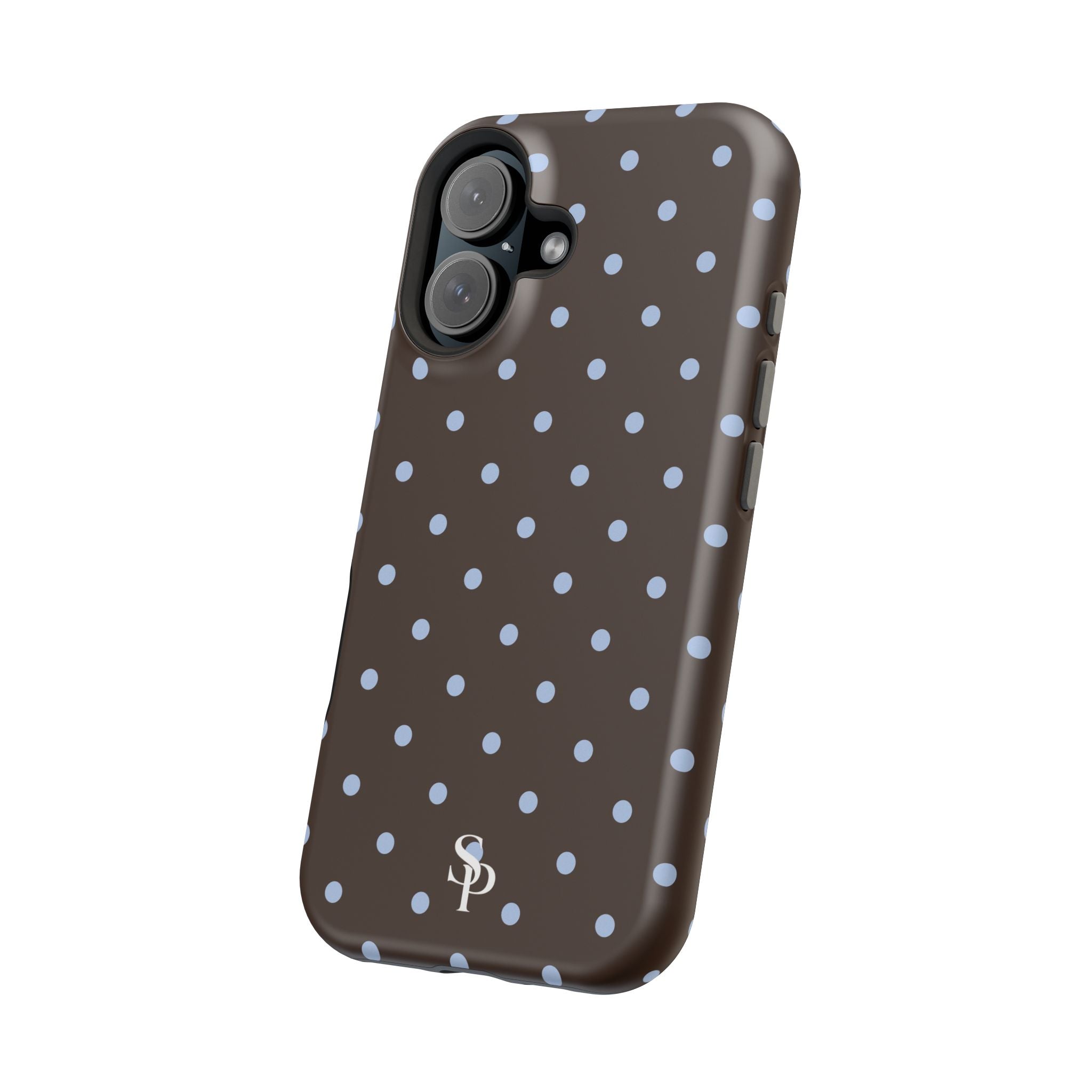 Brown & Light Blue Polka Dot Magnetic Phone Case