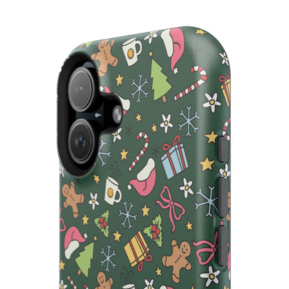 Green Festive Holiday Phone Case - Impact-Resistant Design for Christmas Cheer