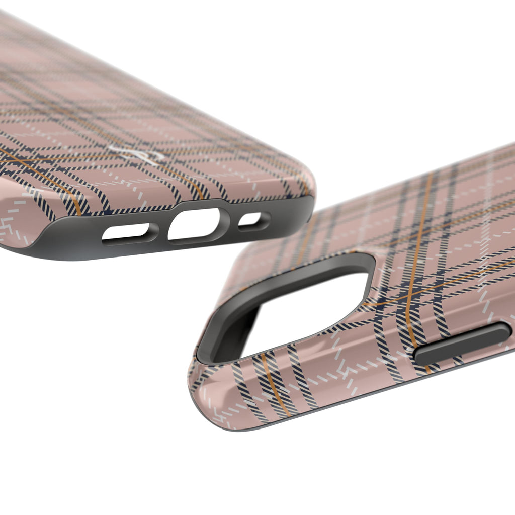 Pink Plaid Magnetic Impact-Resistant Phone Case