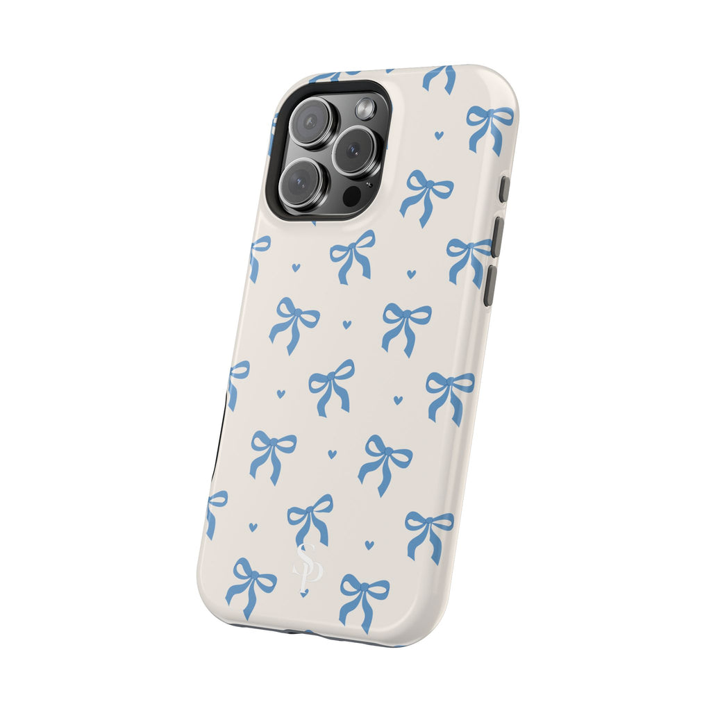 Blue Bow with Small Blue Hearts Magnetic Tough Case