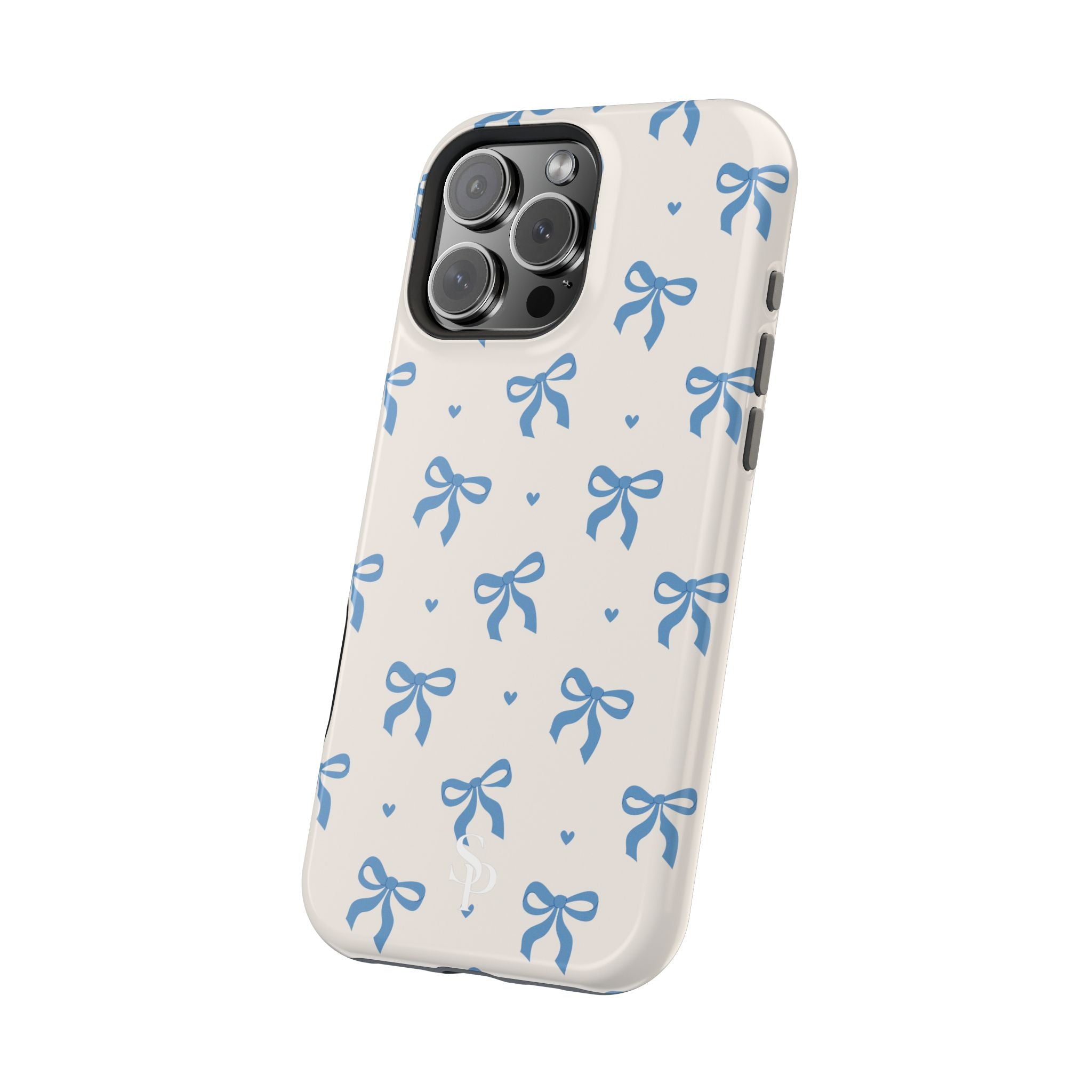 Blue Bow with Small Blue Hearts Magnetic Tough Case