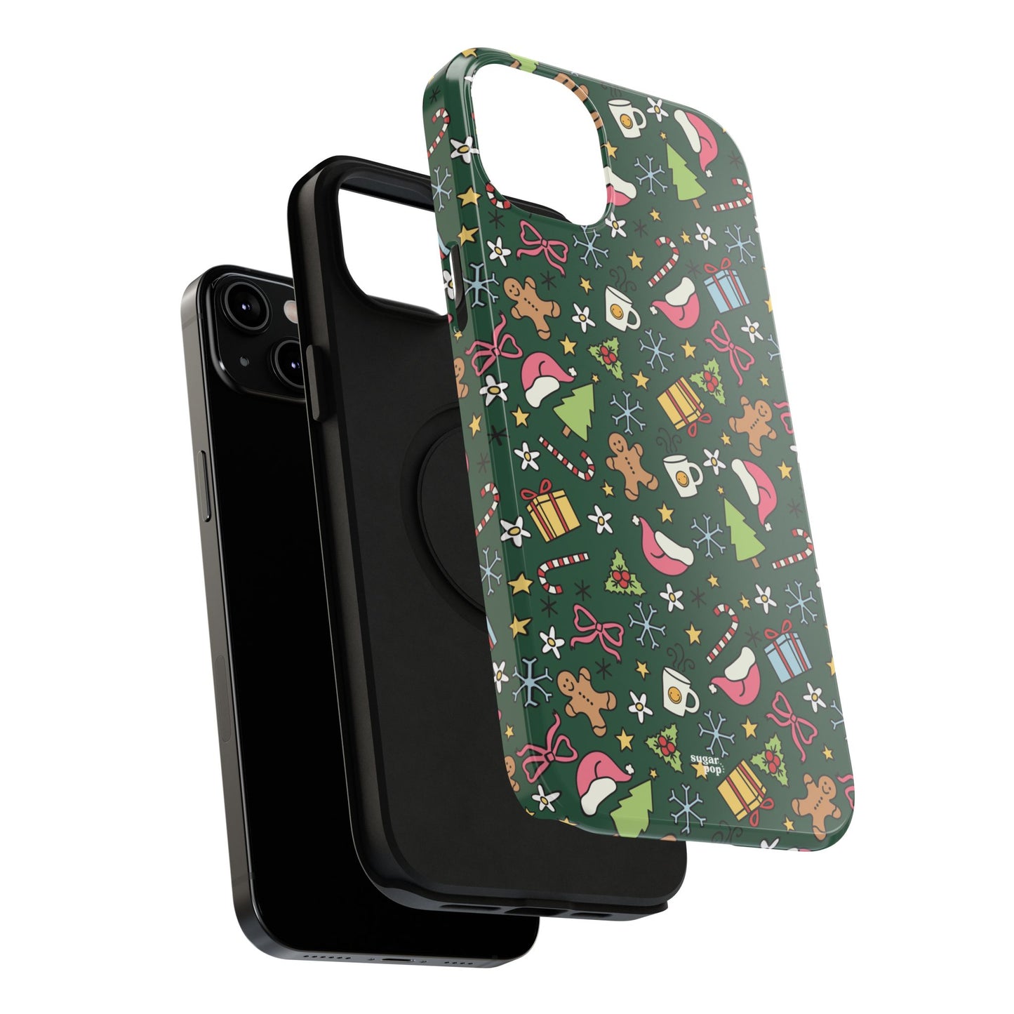 Green Festive Holiday Phone Case - Impact-Resistant Design for Christmas Cheer