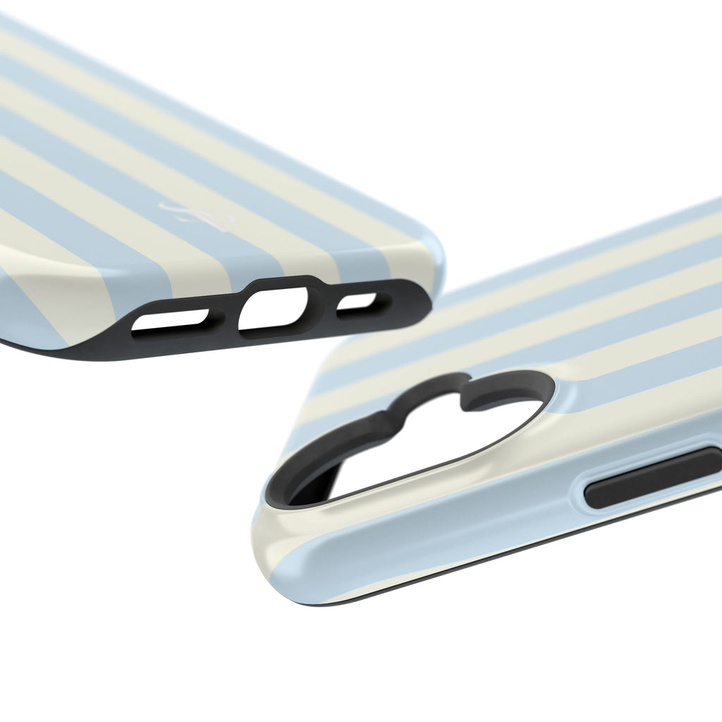 Pastel Blue & Cream Stripe Magnetic Impact-Resistant Phone Case
