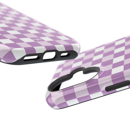 Purple Checkerboard Impact-Resistant Phone Case