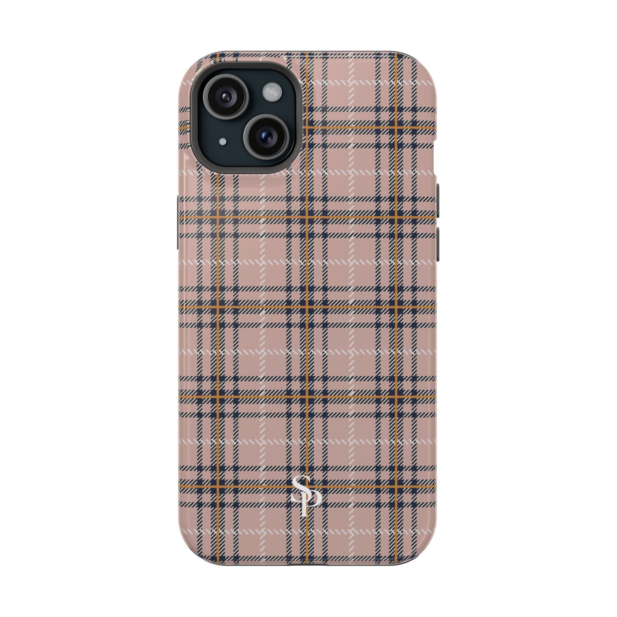 Pink Plaid Magnetic Impact-Resistant Phone Case