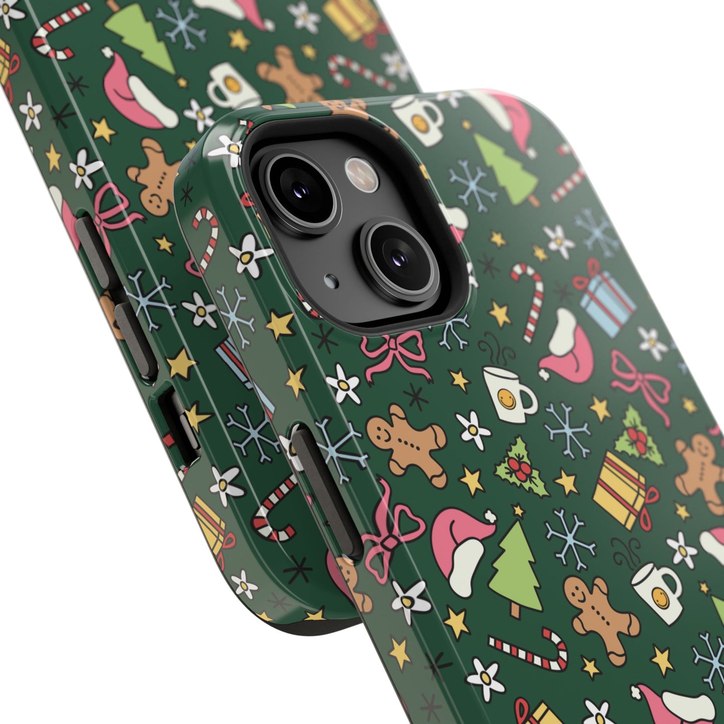 Green Festive Holiday Phone Case - Impact-Resistant Design for Christmas Cheer