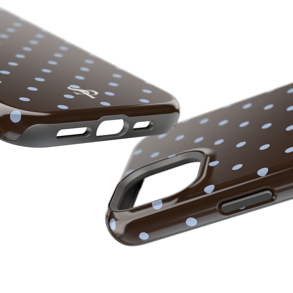 Brown & Light Blue Polka Dot Magnetic Phone Case
