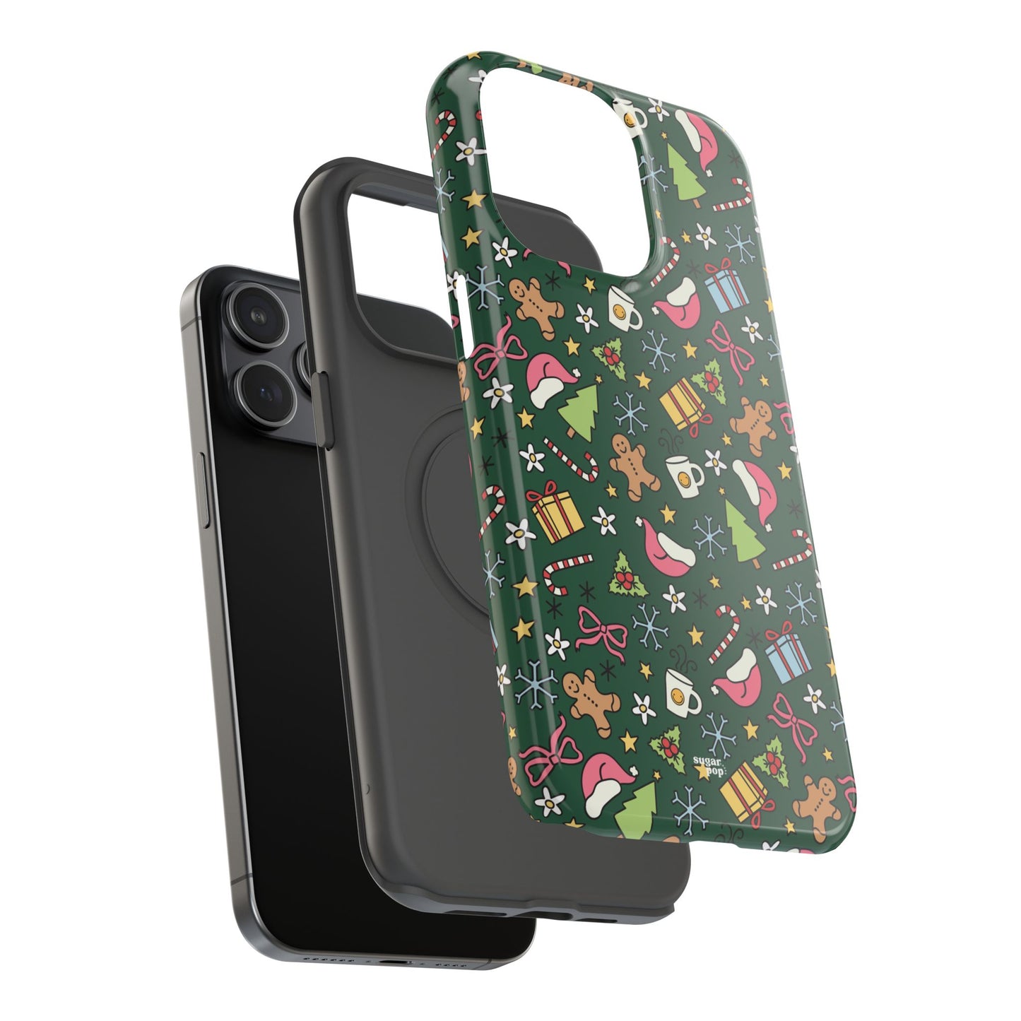 Green Festive Holiday Phone Case - Impact-Resistant Design for Christmas Cheer