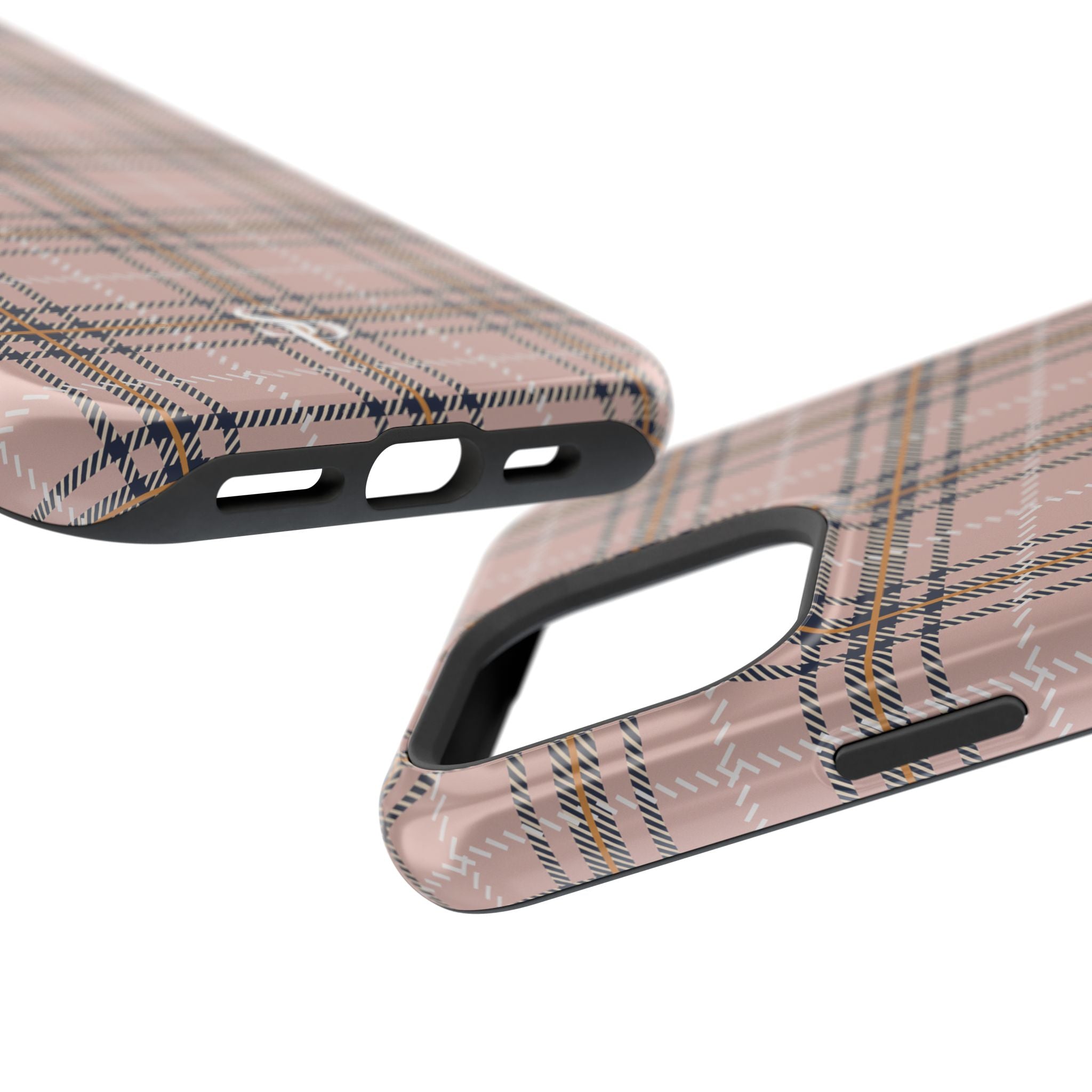 Pink Plaid Magnetic Impact-Resistant Phone Case