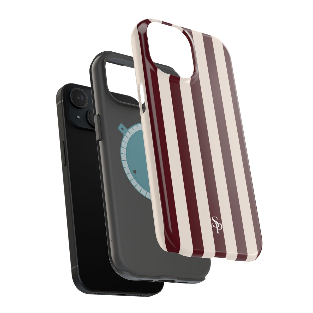 Burgundy Striped Magnetic Phone Case