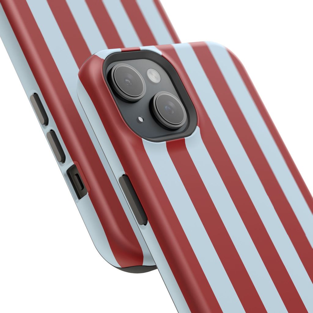Red & Light Blue Vertical Stripe Magnetic Impact-Resistant Phone Case