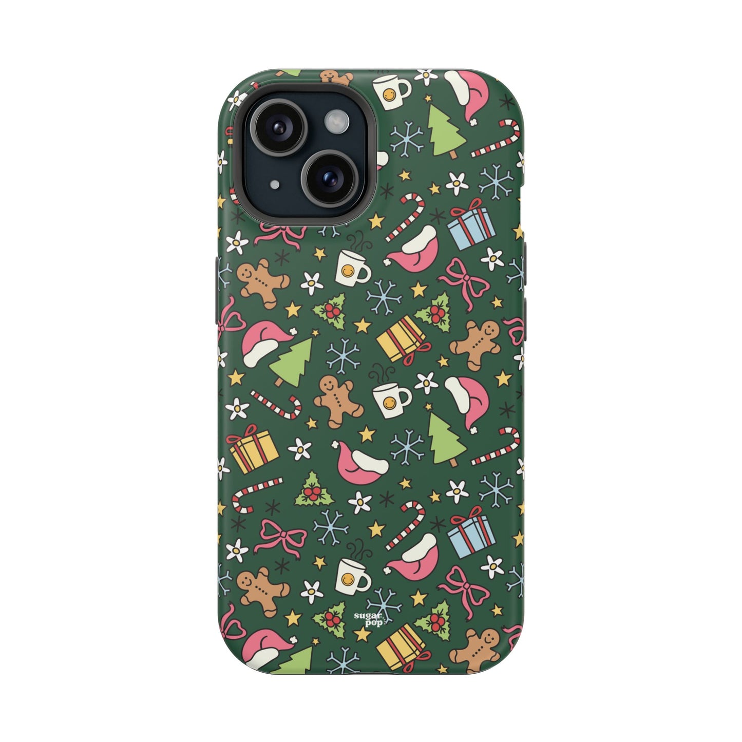 Green Festive Holiday Phone Case - Impact-Resistant Design for Christmas Cheer