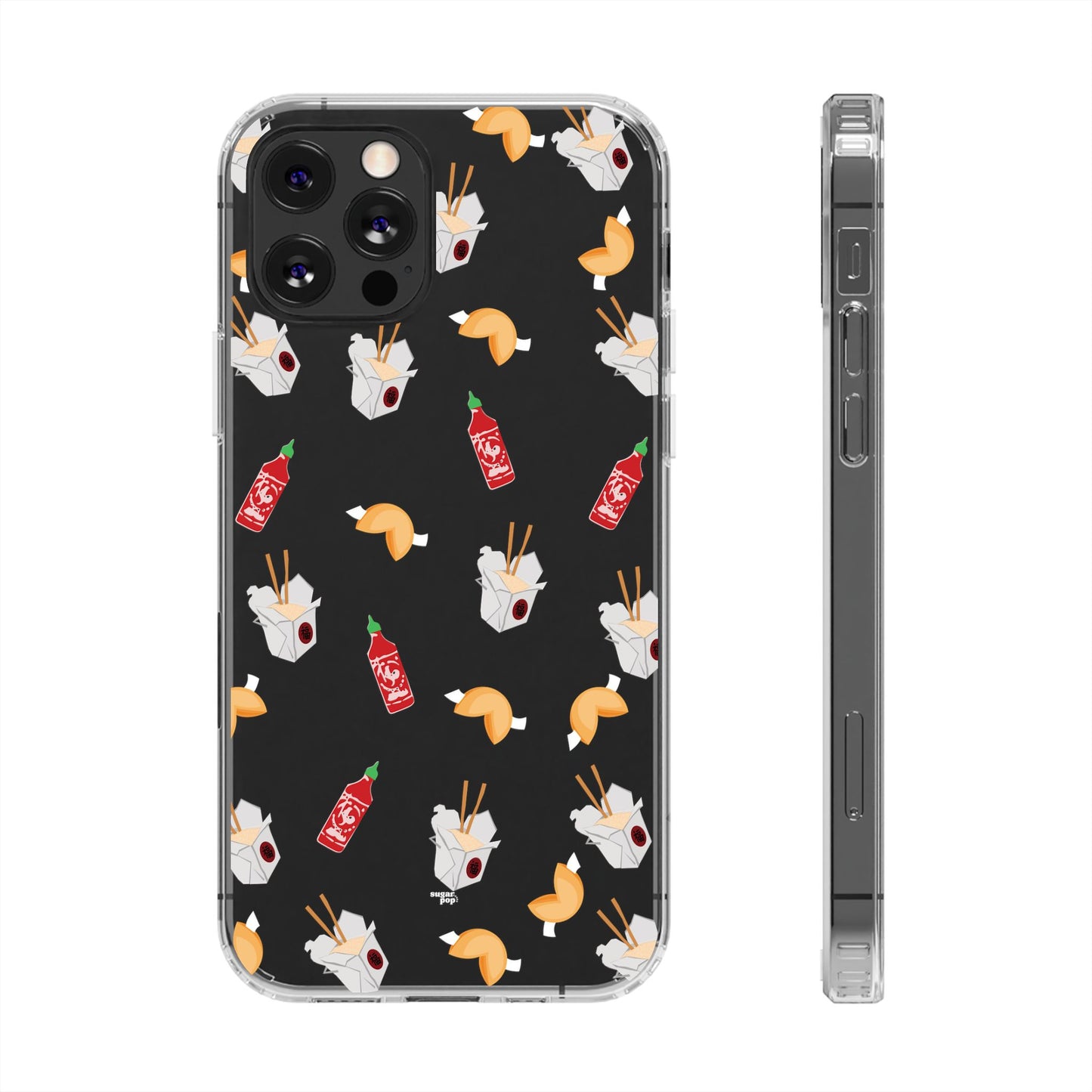 Take Out Food Pattern Clear Phone Case for Food Lovers