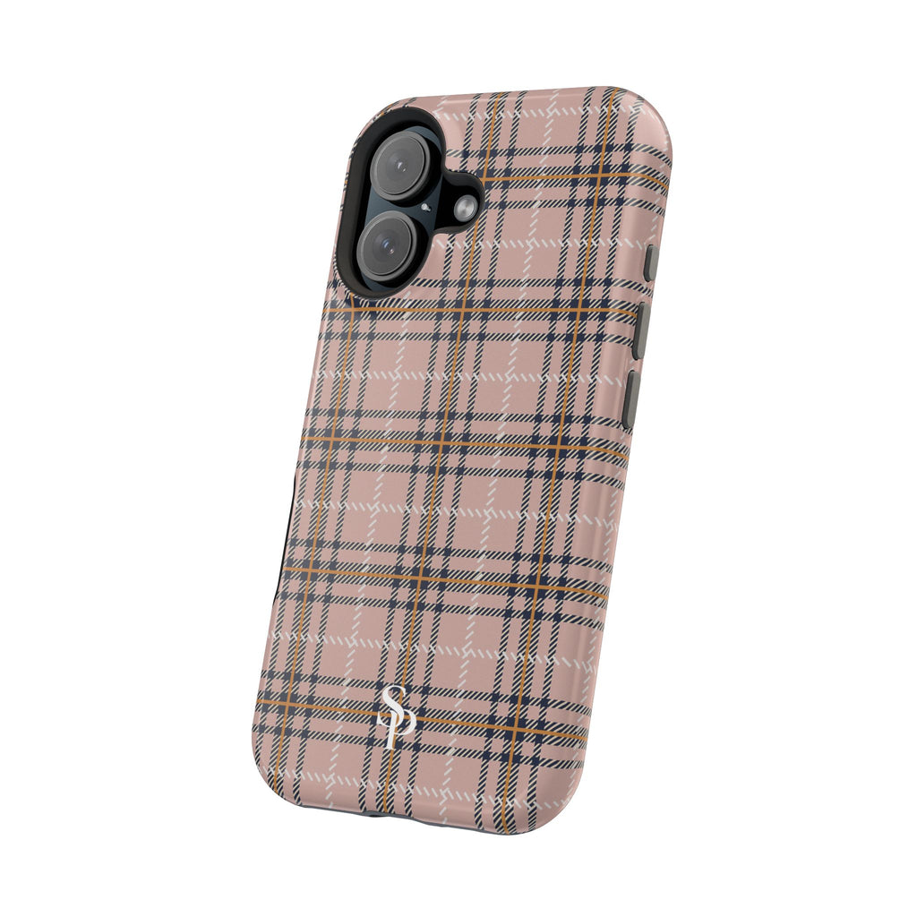 Pink Plaid Magnetic Impact-Resistant Phone Case
