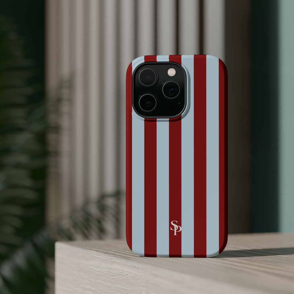 Red & Light Blue Vertical Stripe Magnetic Impact-Resistant Phone Case