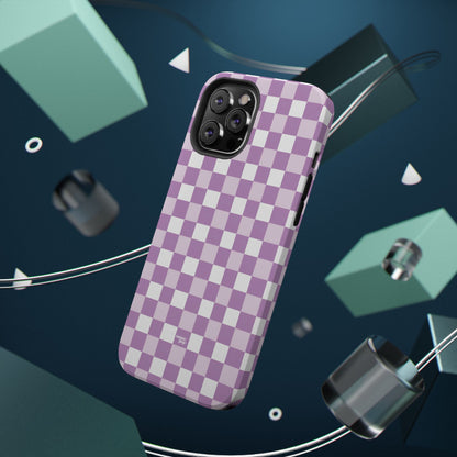 Purple Checkerboard Impact-Resistant Phone Case