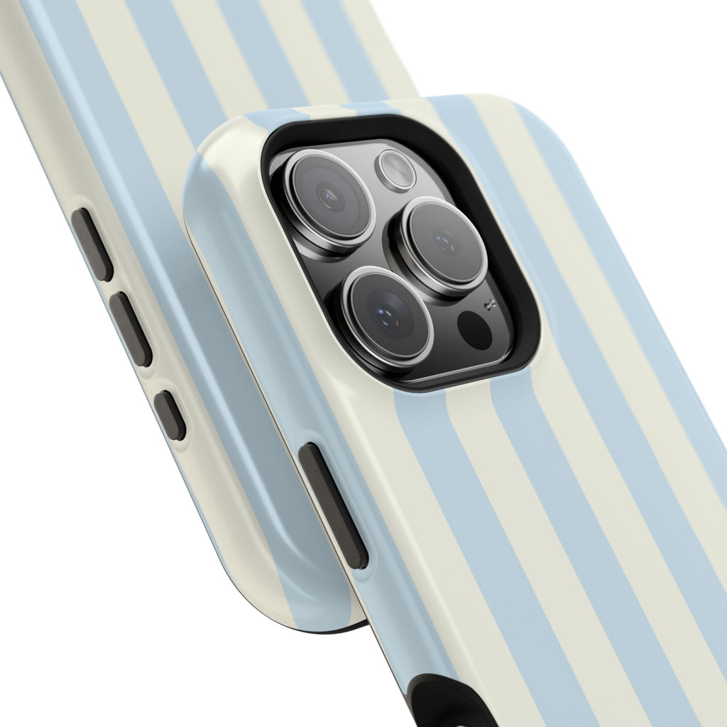 Pastel Blue & Cream Stripe Magnetic Impact-Resistant Phone Case