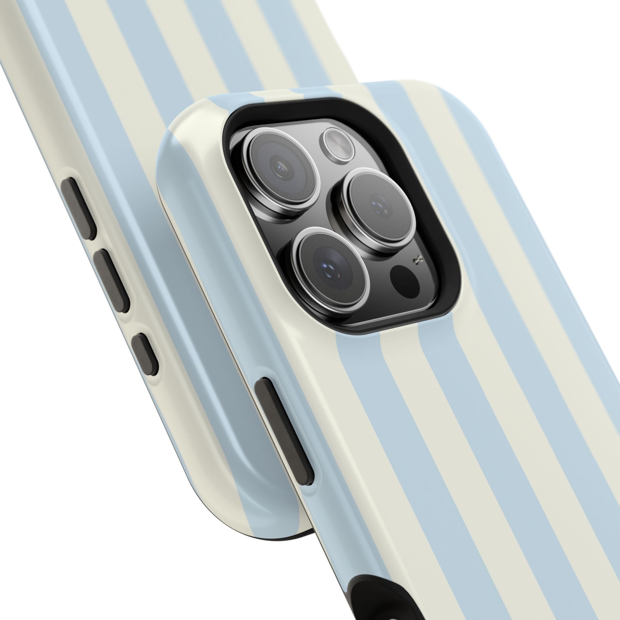 Pastel Blue & Cream Stripe Magnetic Impact-Resistant Phone Case