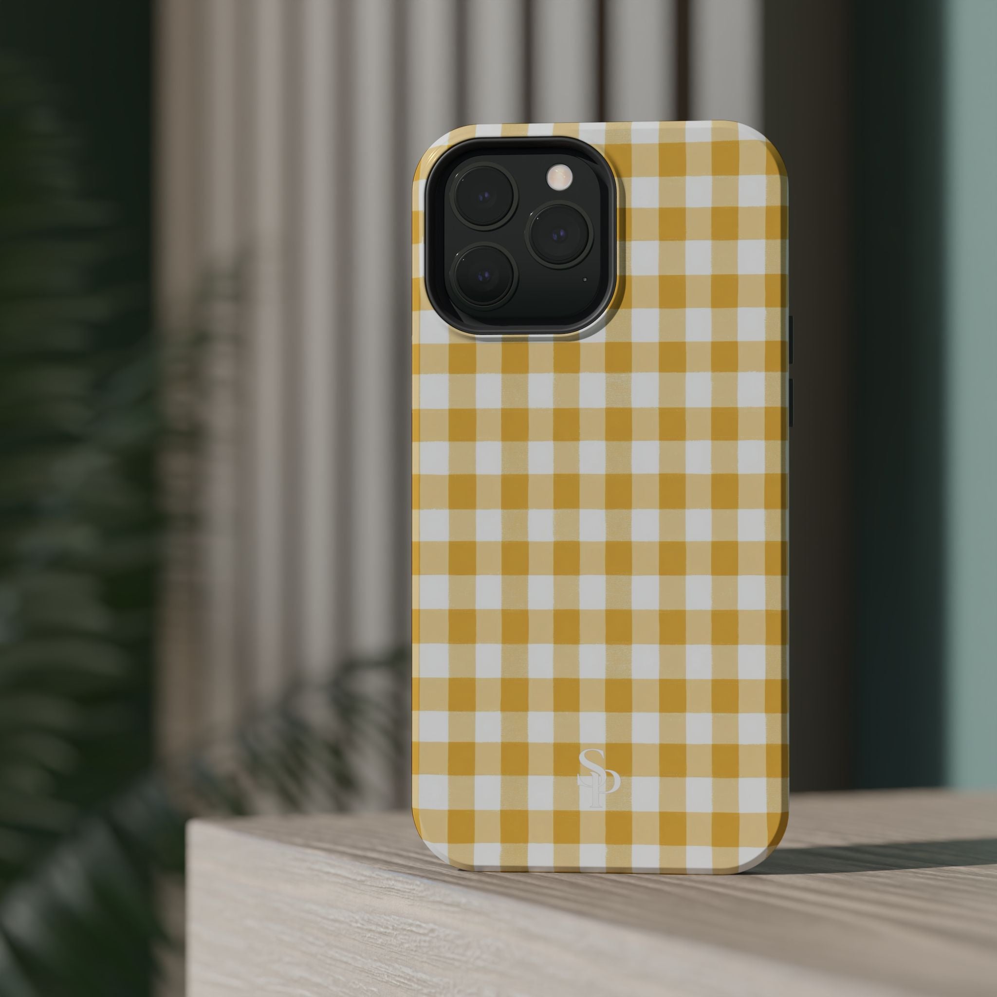 Yellow Gingham Magnetic Impact-Resistant Phone Case