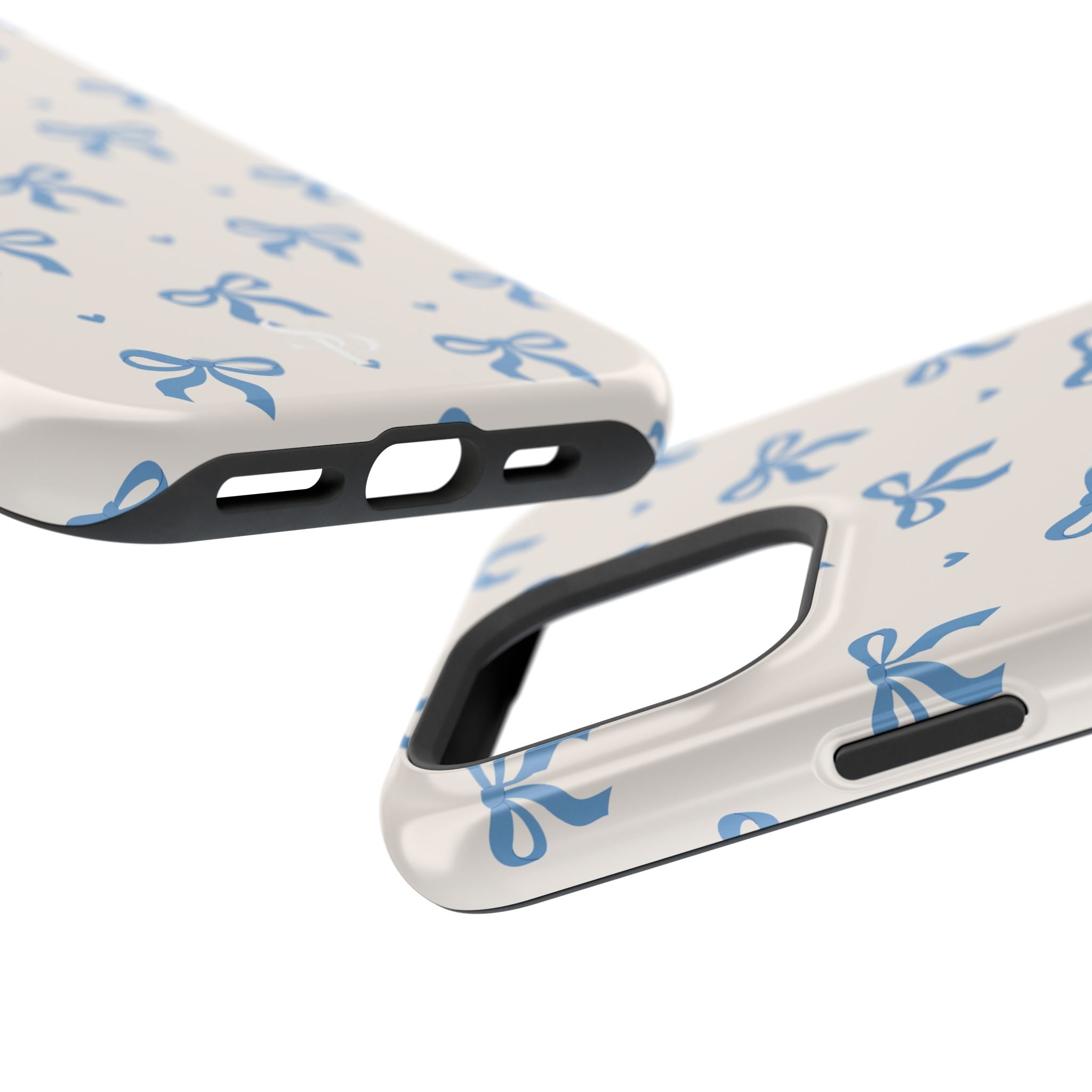 Blue Bow with Small Blue Hearts Magnetic Tough Case