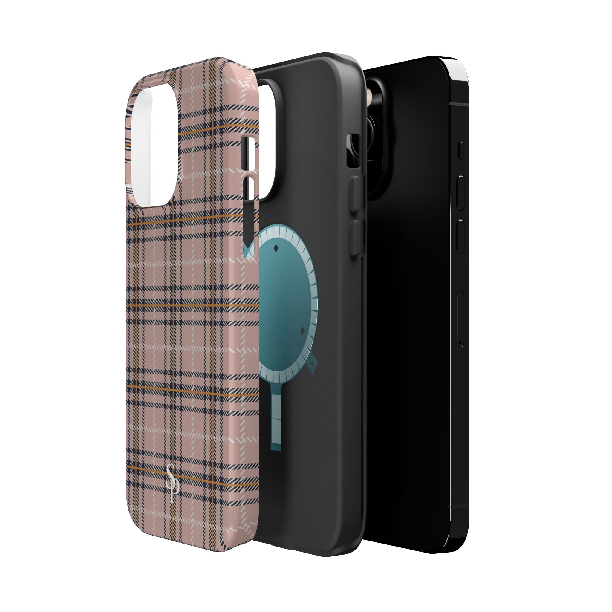 Pink Plaid Magnetic Impact-Resistant Phone Case