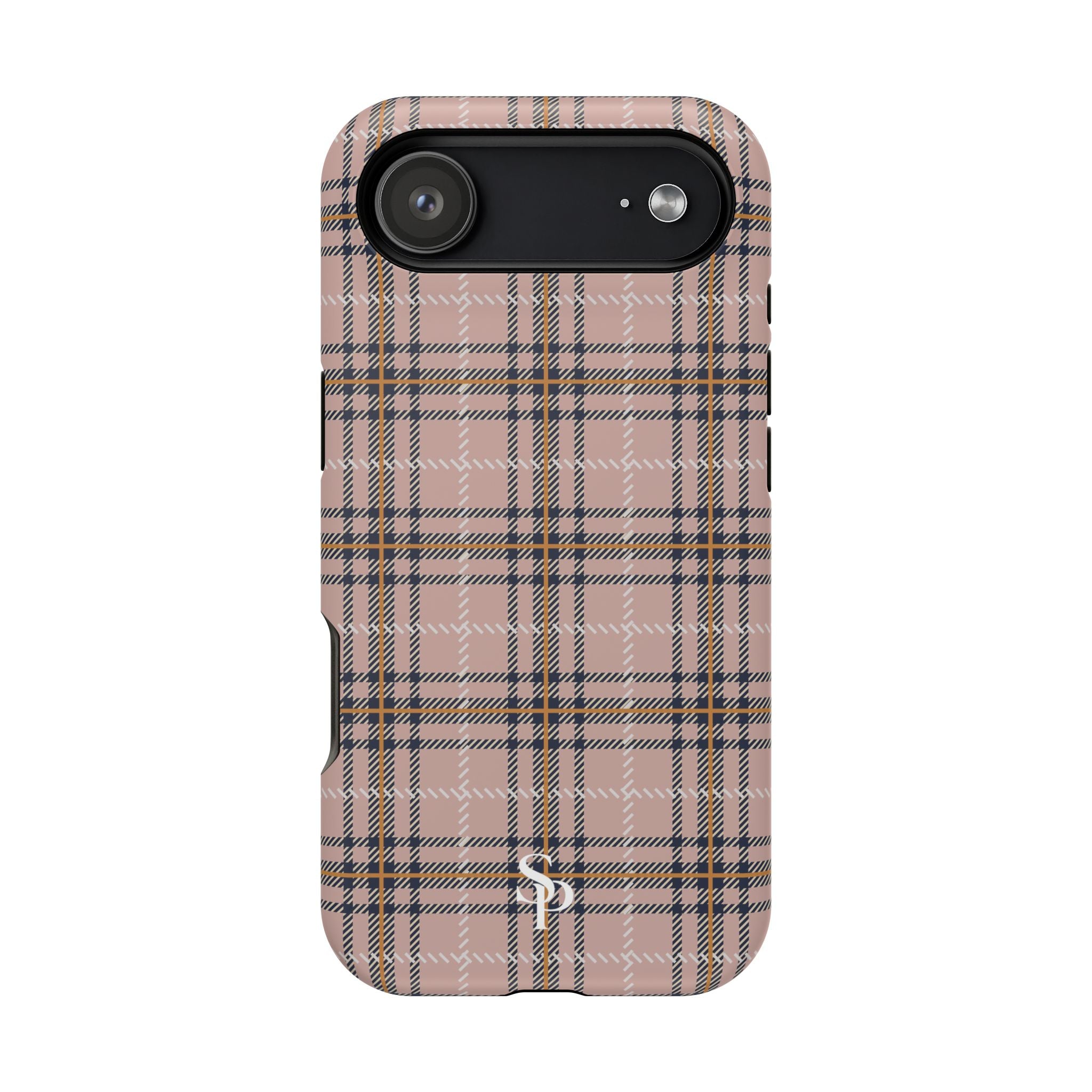 Pink Plaid Magnetic Impact-Resistant Phone Case