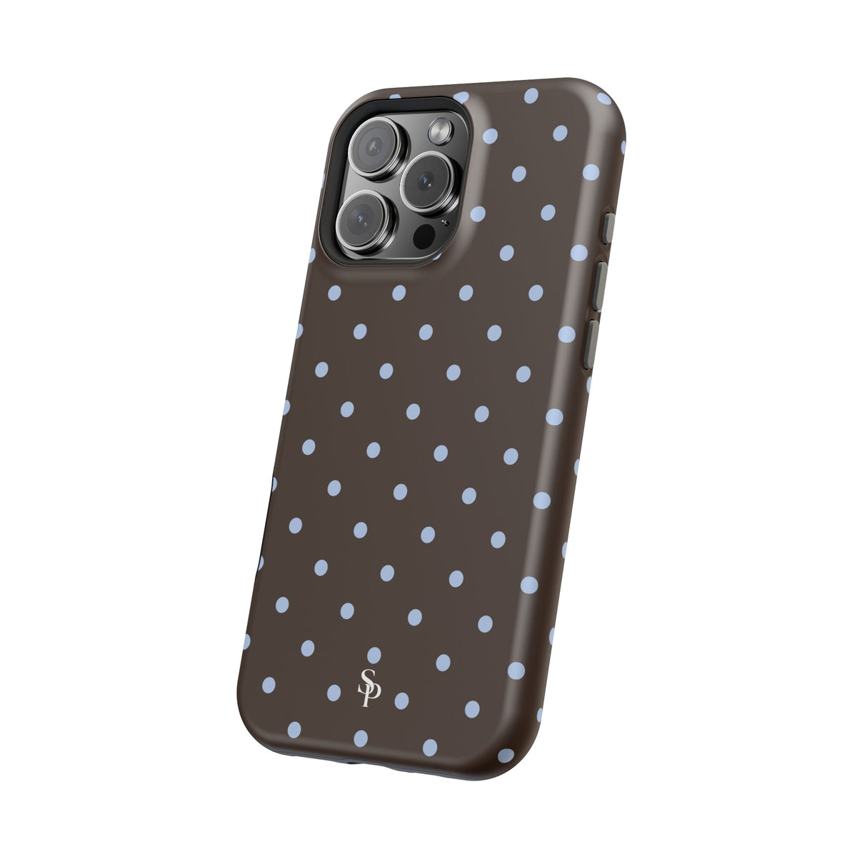 Brown & Light Blue Polka Dot Magnetic Phone Case