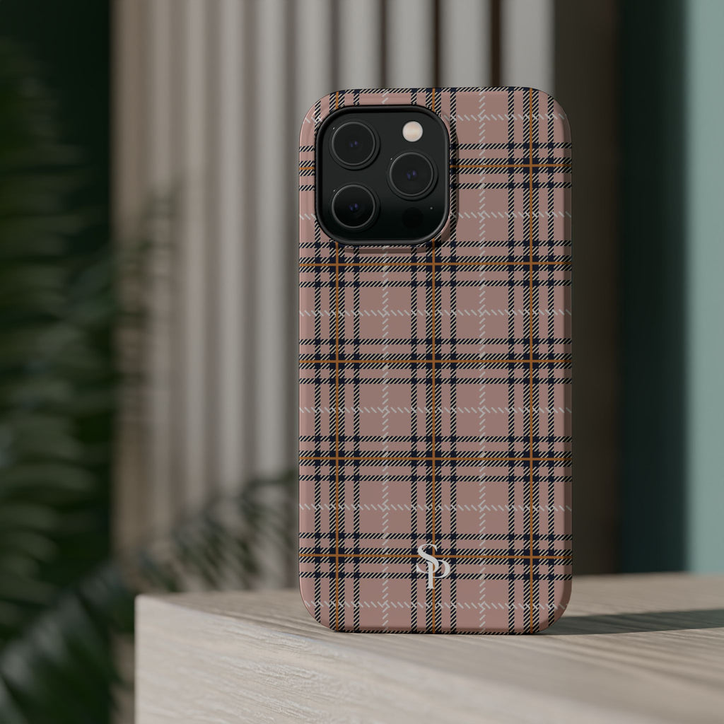 Pink Plaid Magnetic Impact-Resistant Phone Case
