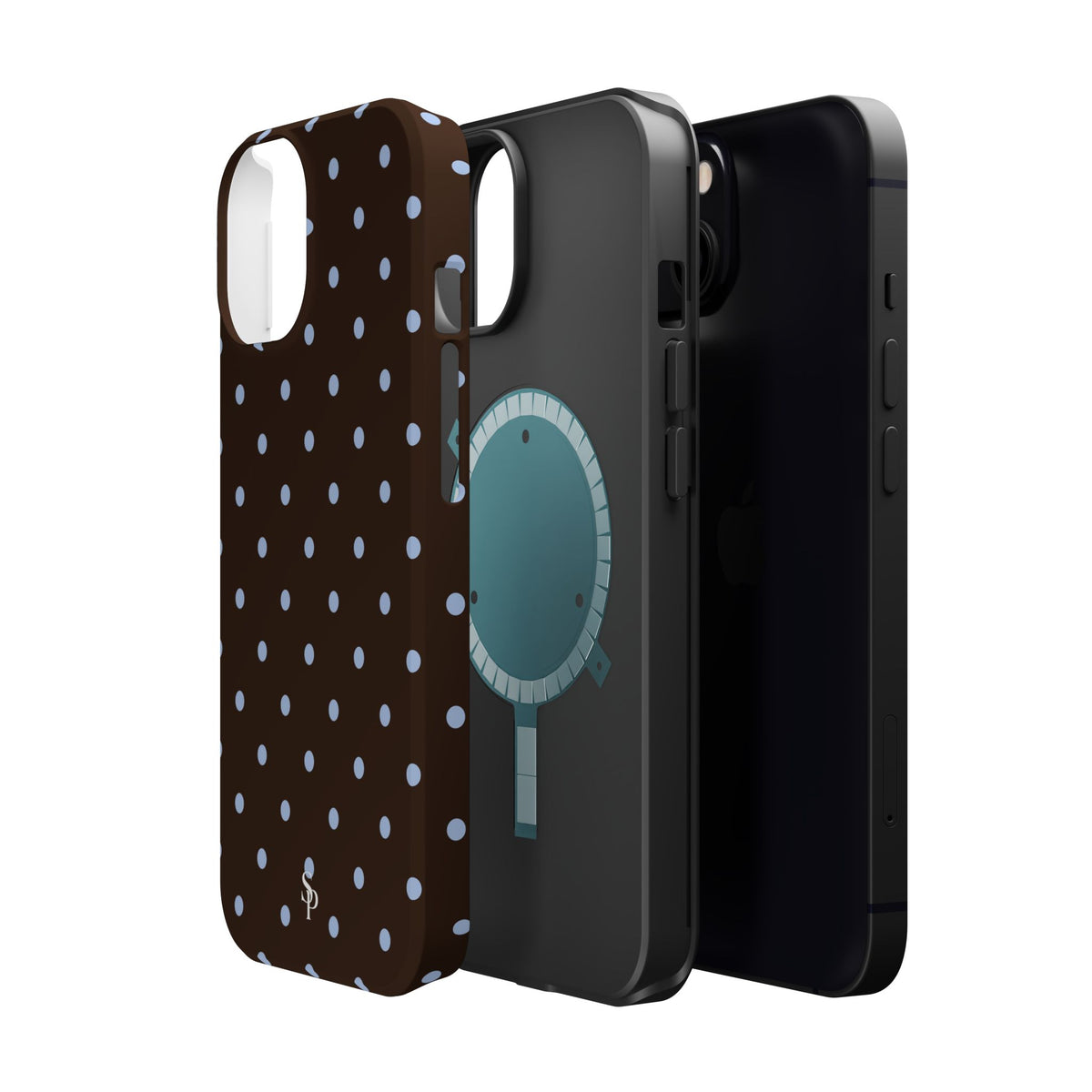Brown & Light Blue Polka Dot Magnetic Phone Case