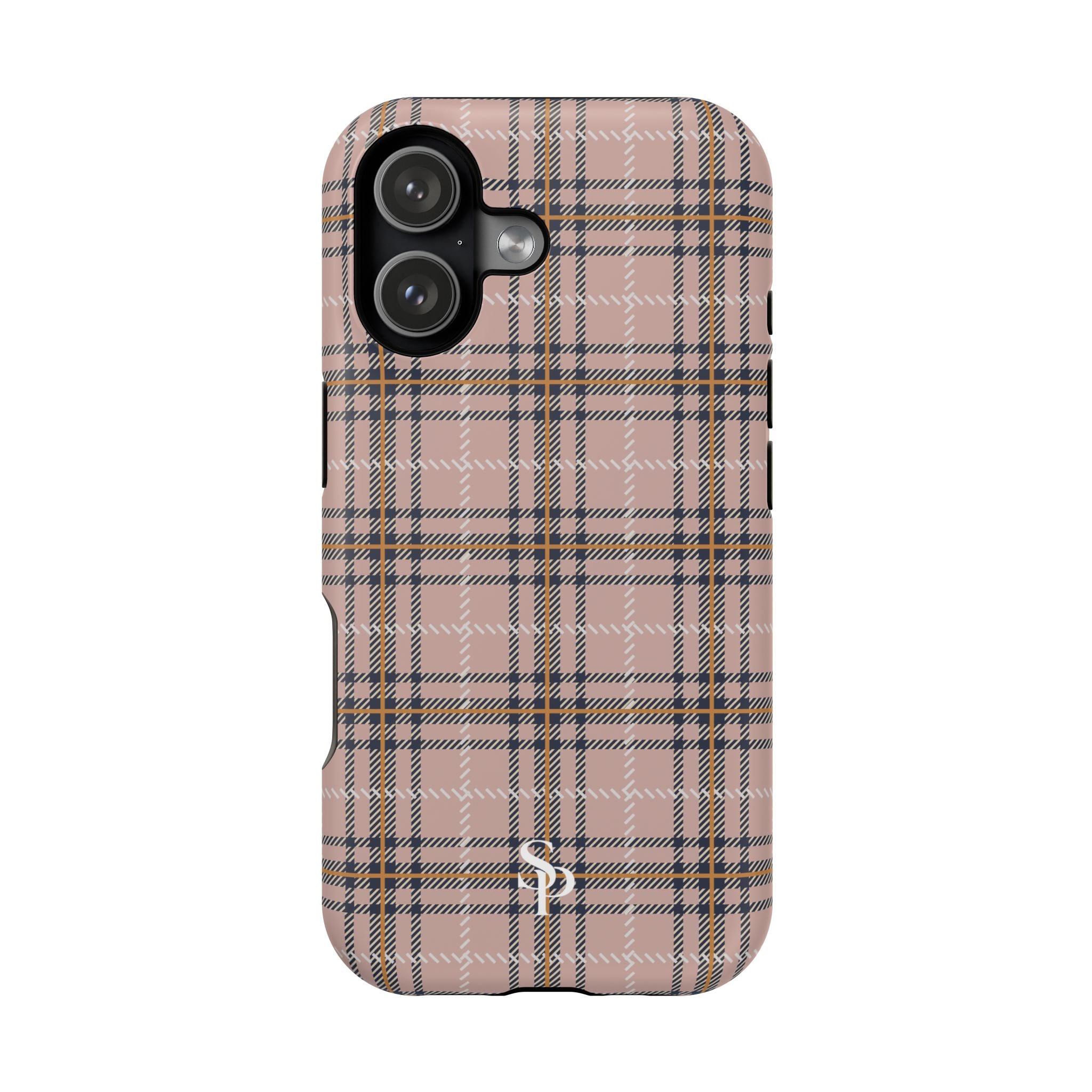 Pink Plaid Magnetic Impact-Resistant Phone Case
