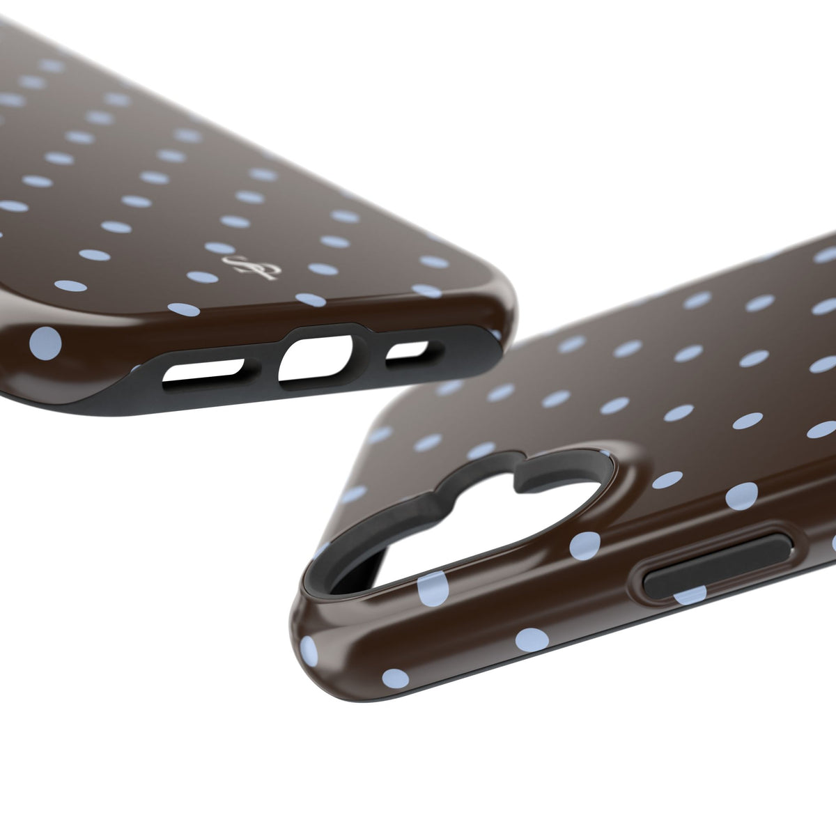 Brown & Light Blue Polka Dot Magnetic Phone Case
