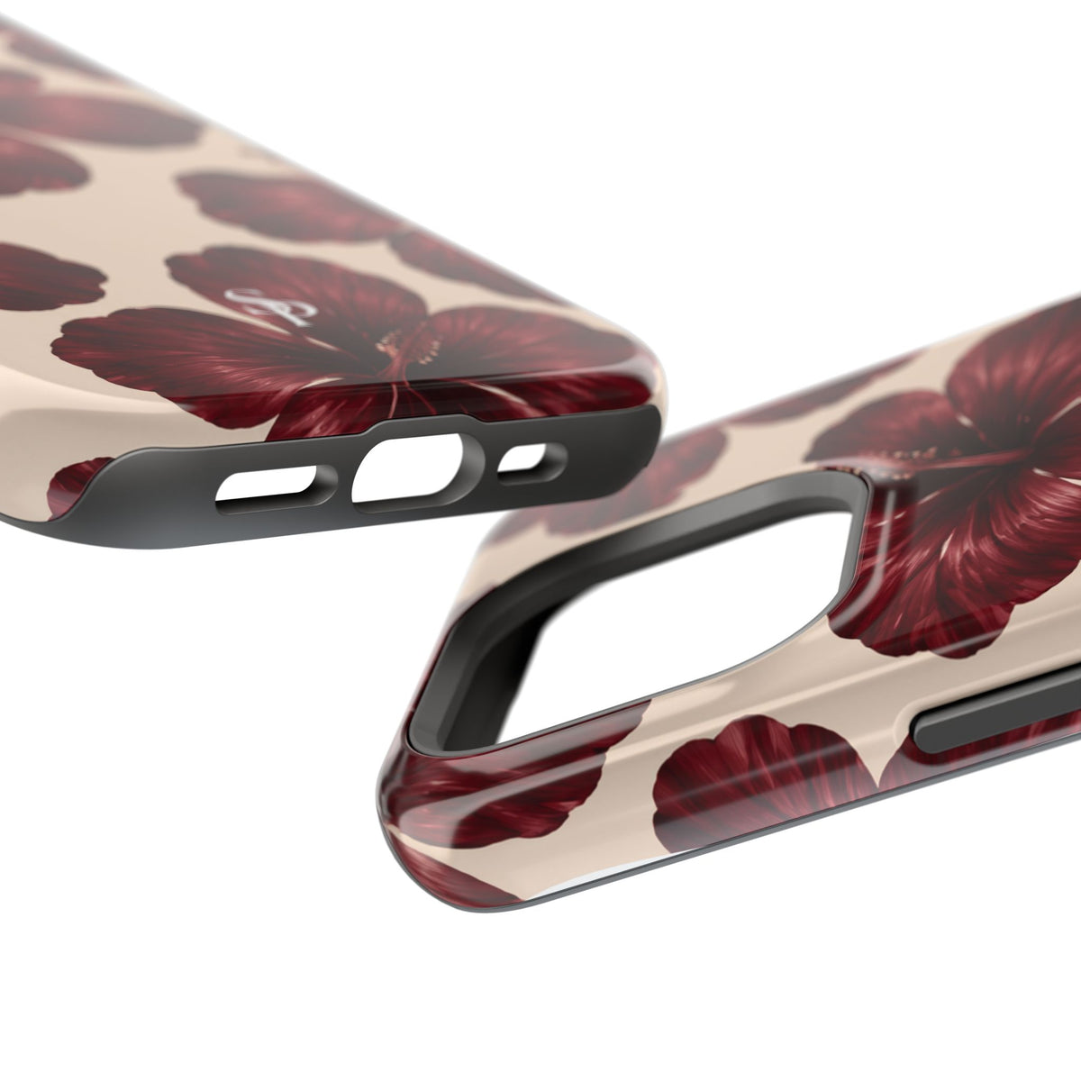 Burgundy Hibiscus Floral Magnetic Phone Case