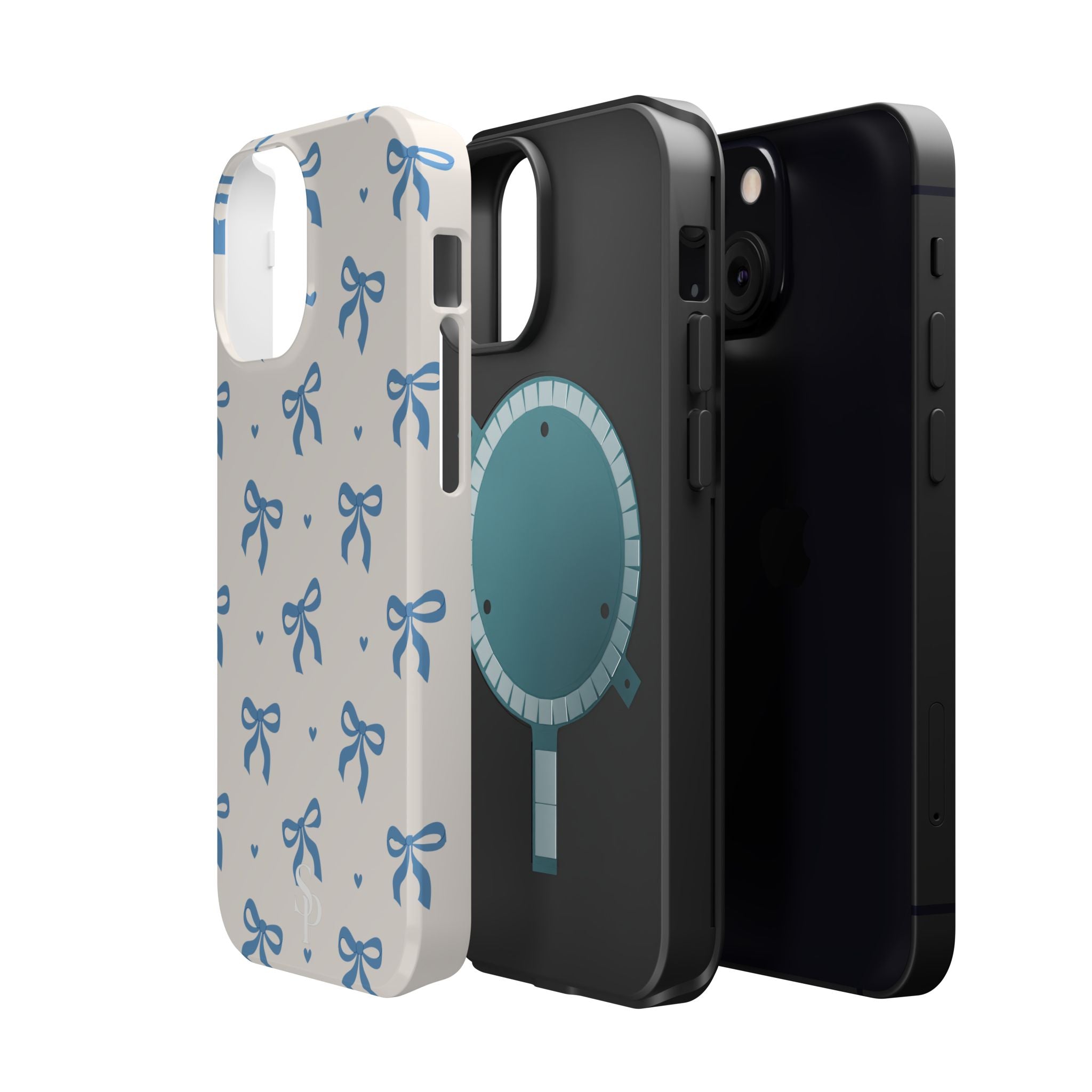 Blue Bow with Small Blue Hearts Magnetic Tough Case