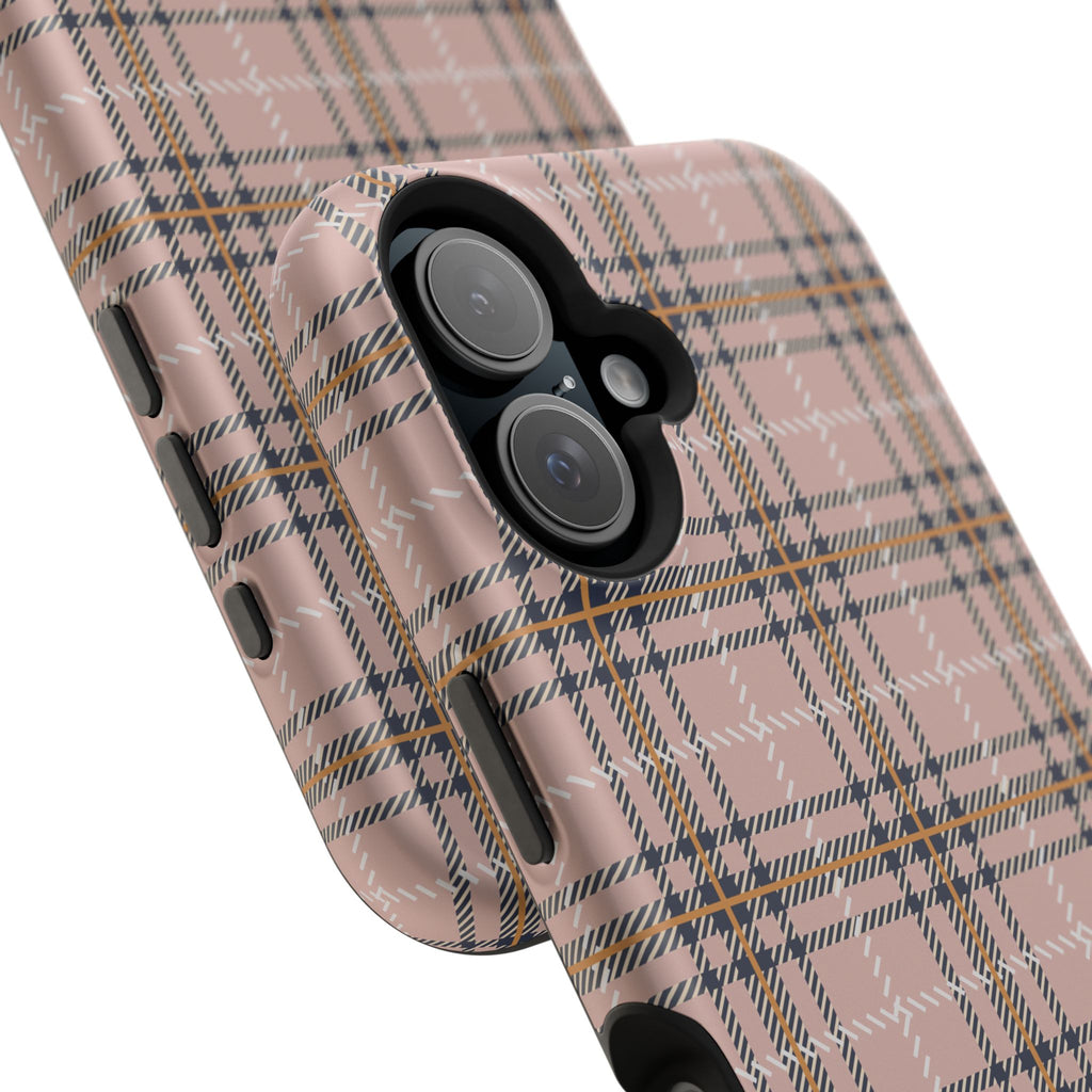 Pink Plaid Magnetic Impact-Resistant Phone Case