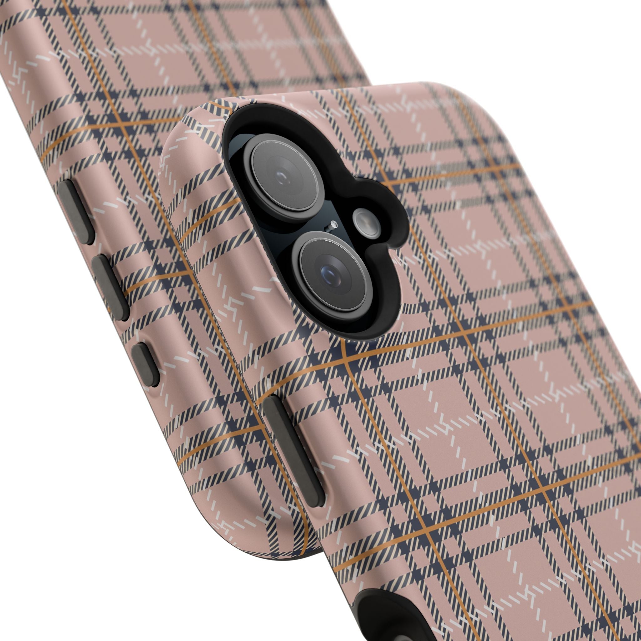 Pink Plaid Magnetic Impact-Resistant Phone Case