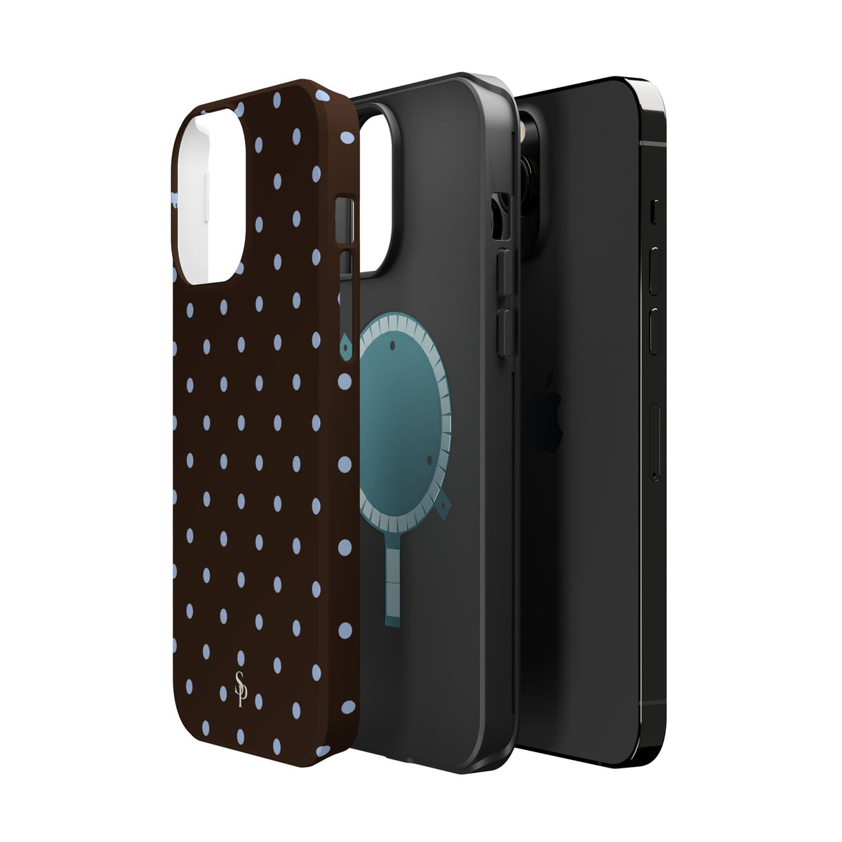 Brown & Light Blue Polka Dot Magnetic Phone Case