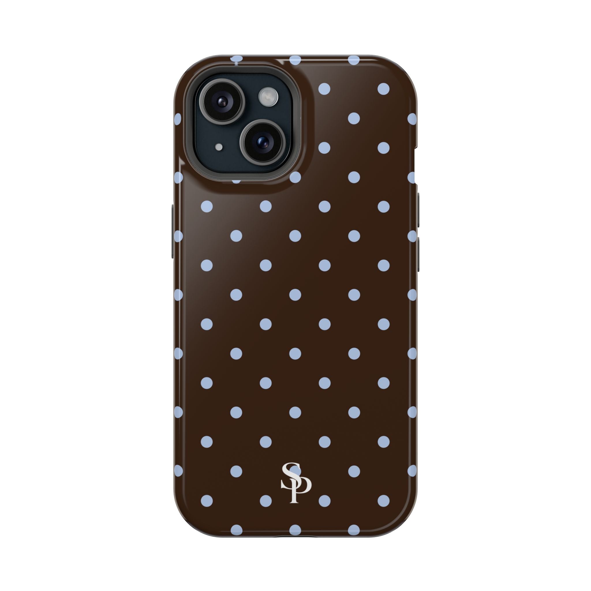 Brown & Light Blue Polka Dot Magnetic Phone Case