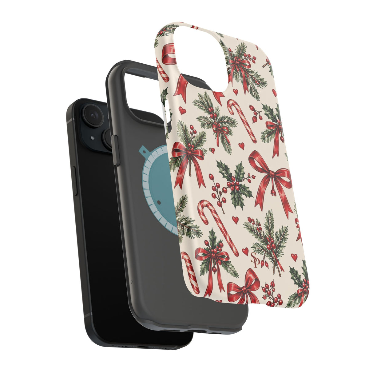 Christmas Candy Cane & Bow Magnetic Phone Case